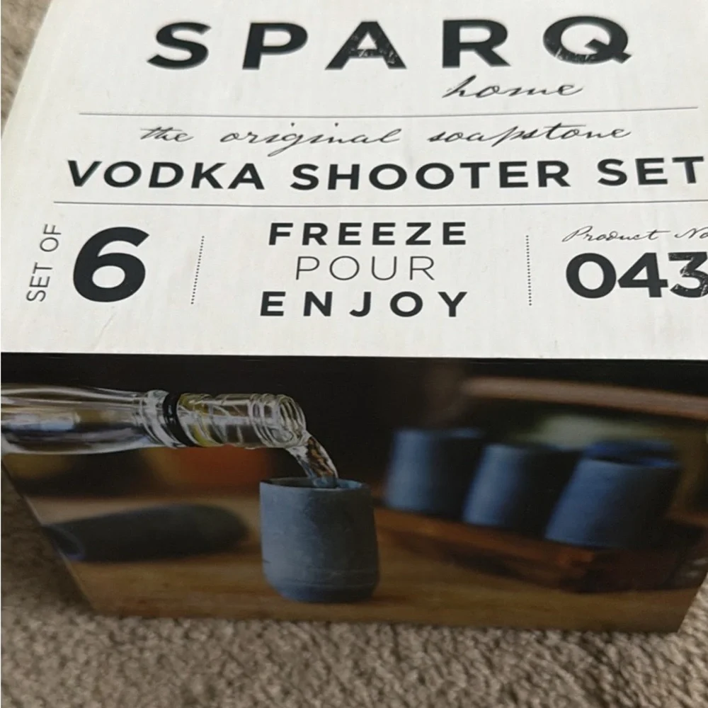 Soapstone Vodka Shooter Set - Gray set of 6. Autographed by Wes Welker.